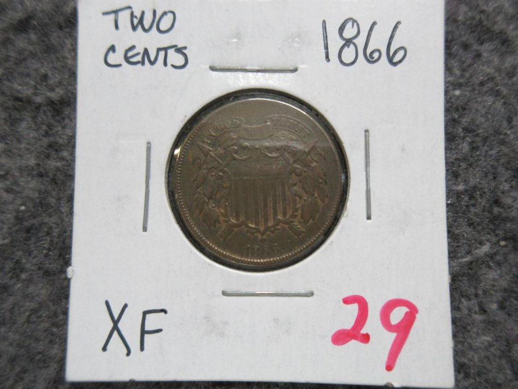 1866 Two cent piece, very fine