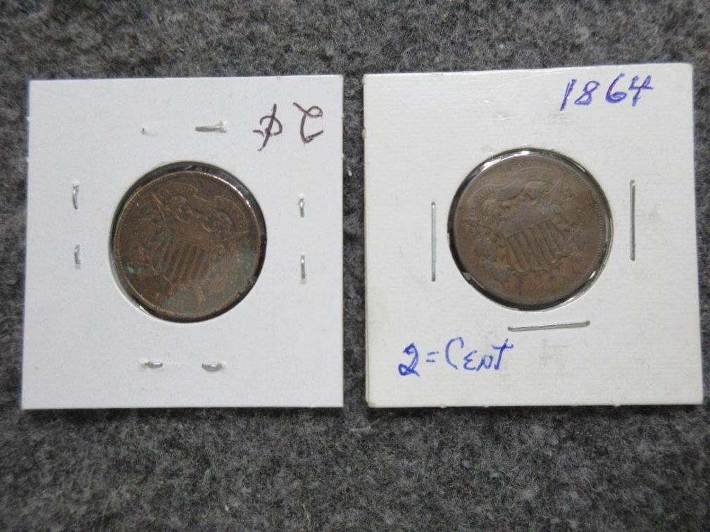 1864 & 1868 Two cent pieces