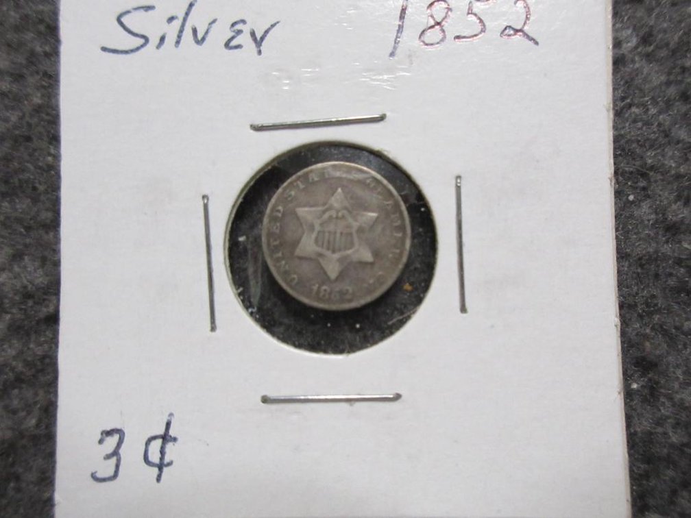 1852 Silver 3 cent piece, V.G.