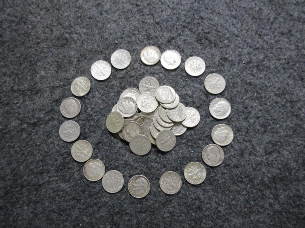 50 Roosevelt silver dimes