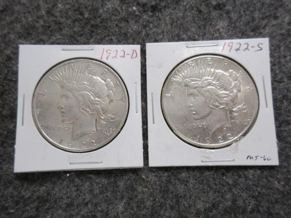 2-1922-O, 1922-S Peace dollars