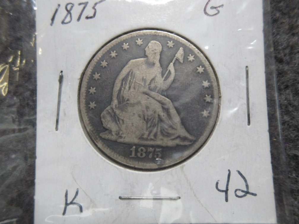 1875 Seated Liberty half dollar