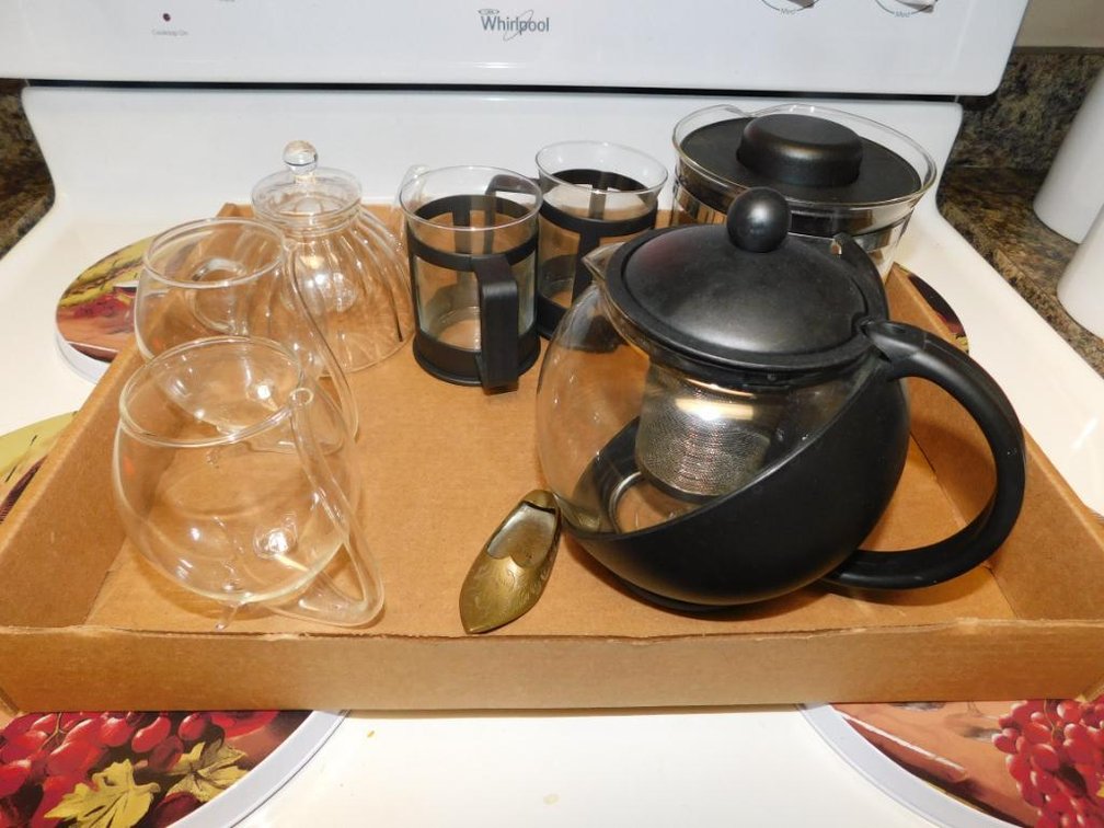 Clear glass teapot, tea glasses, unique teapots & glasses