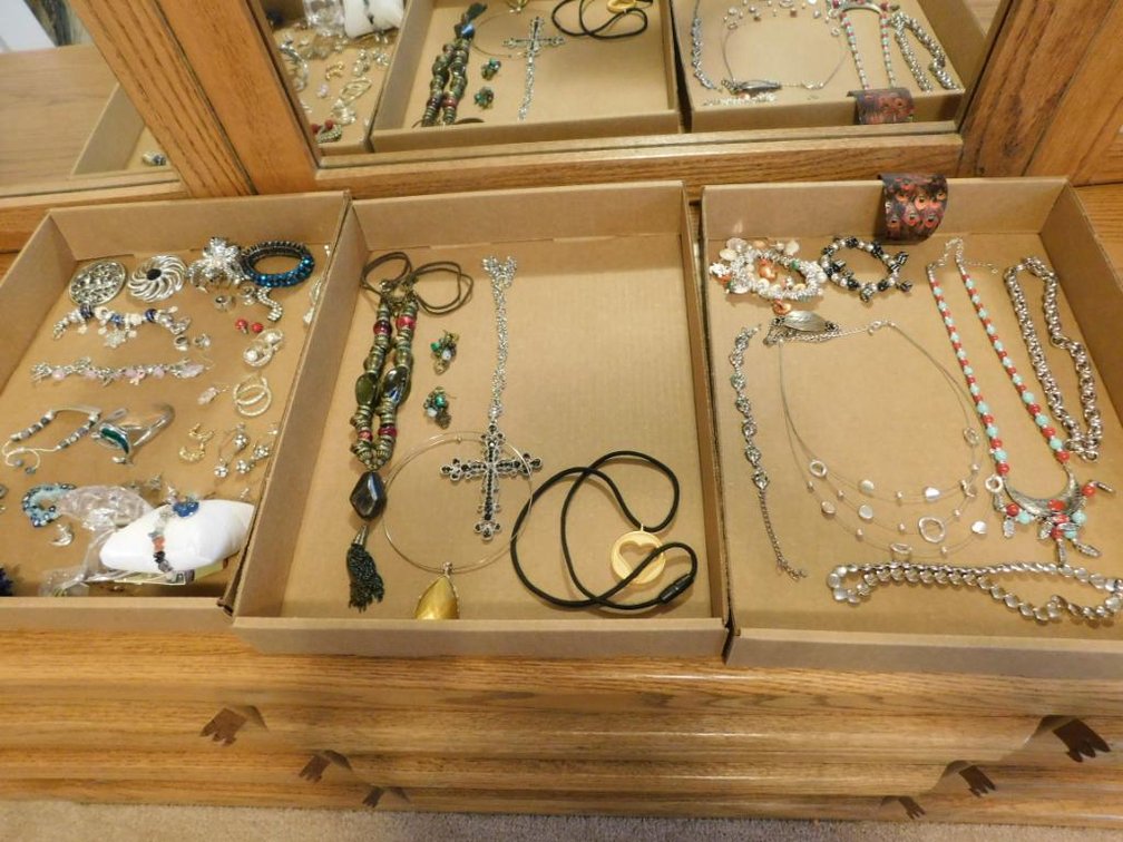 Collection of costume jewelry - necklaces, bracelets, earrings