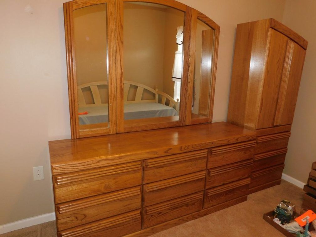 Oak dresser, oak cabinet & oak entertainment center