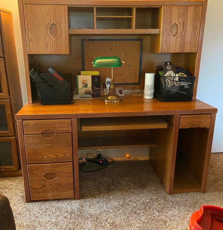 Modern office desk and contents