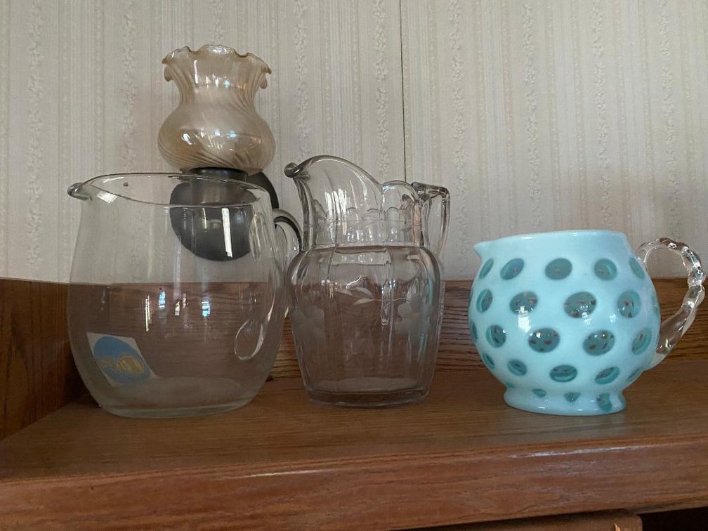 Lot 3 glass pitchers