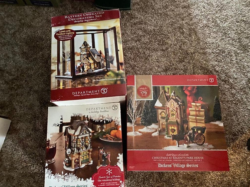 Lot 2 Dept 56 Dickens Village Houses & decorator set with boxes