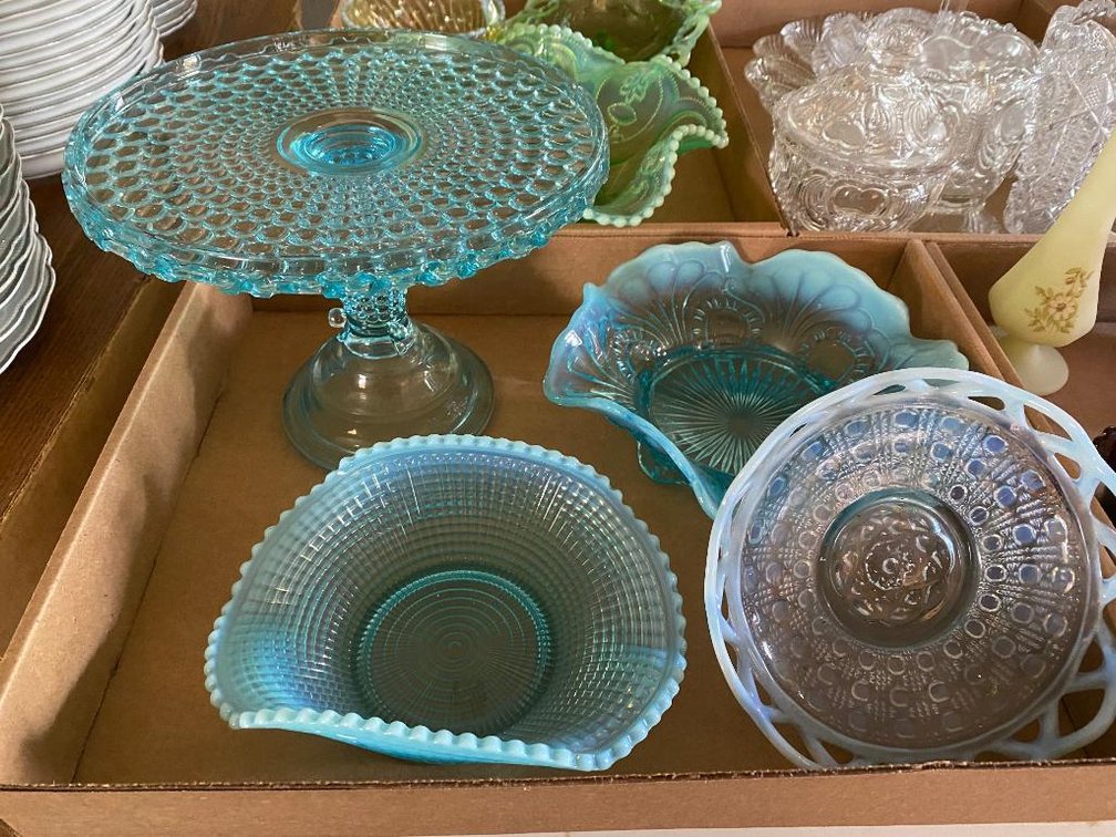 Lot antique glass: compote, candy dishes, etc