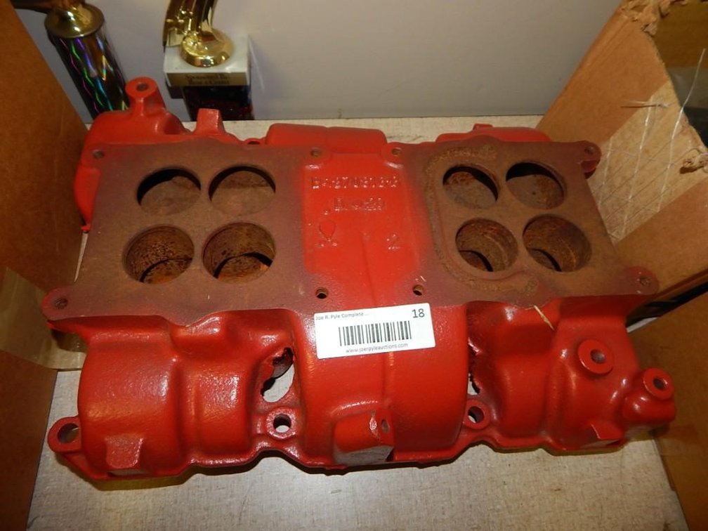 Intake manifold for two 4-barrel carburetors