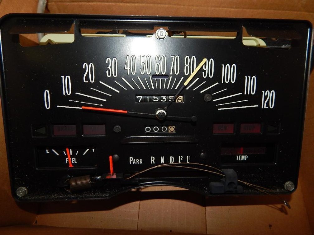 73 Buick speedometer w/ trip set showing 71,535 miles