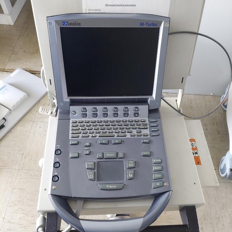 SonoSite M-Turbo ultrasound machine w/ elevated cart & accessories