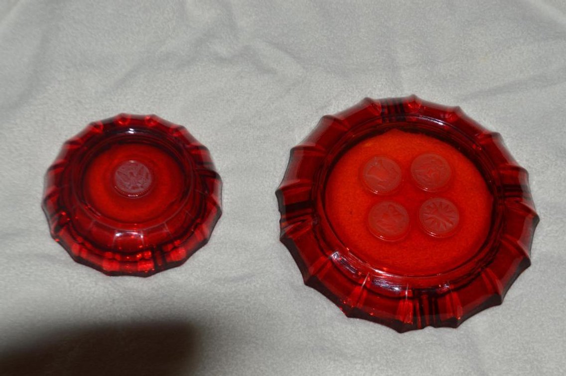 2 Fostoria coin ash trays