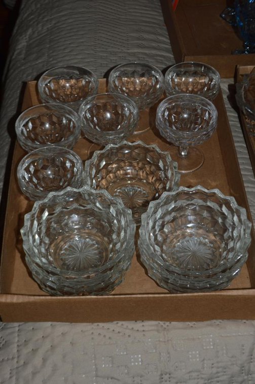 Fostoria bowl, cups