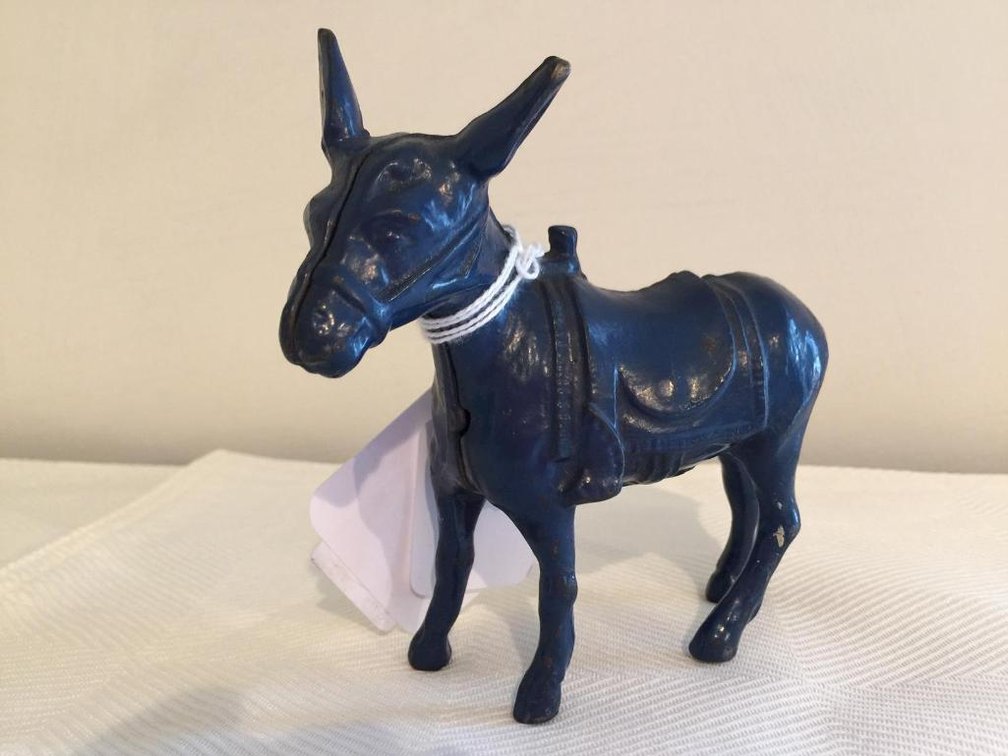 Barclay cast iron donkey bank blue