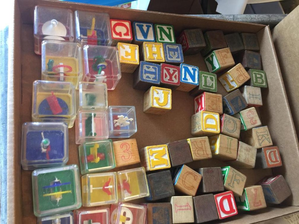 Vintage wood and plastic blocks