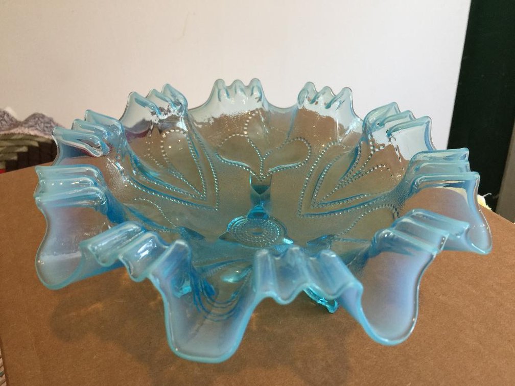 Possible Fenton Blue glass bon bon dish