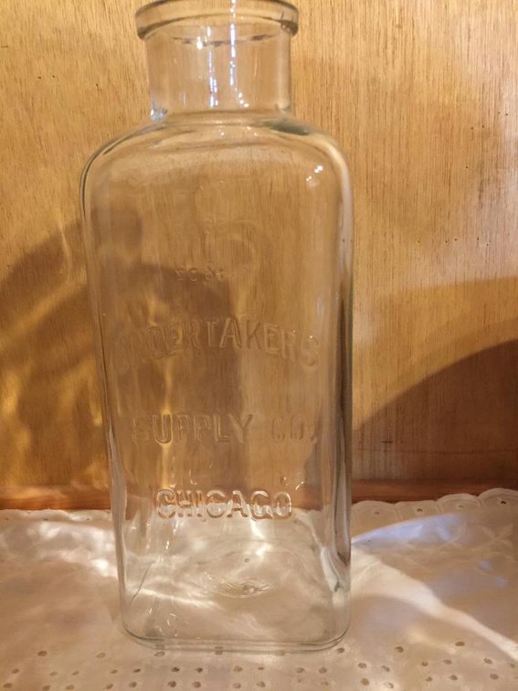 Antique Undertakers Supply Co Chicago embalming fluid bottle