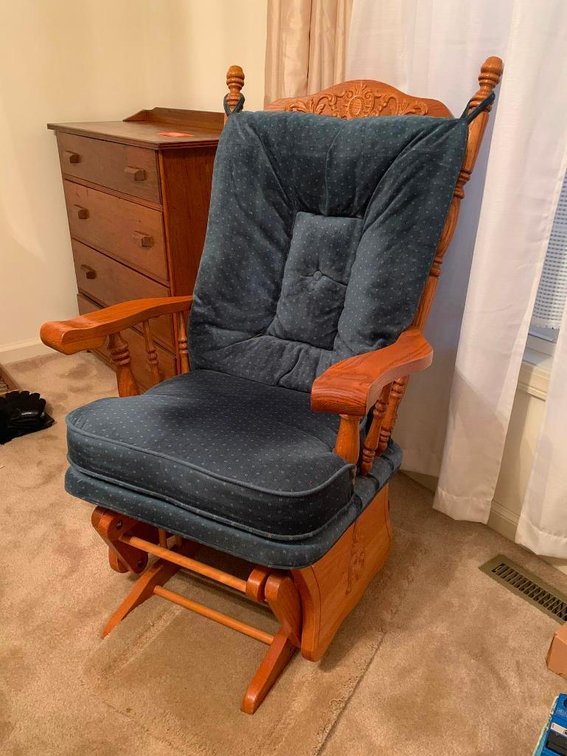 Rocker glider w/ applied carvings