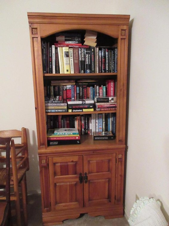 2 Broyhill bookcases w/ contents included except jars