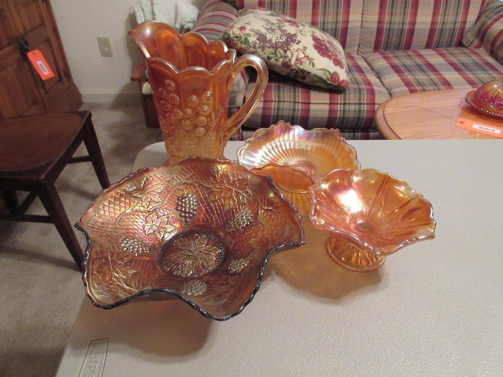 4 Pieces of Carnival glass