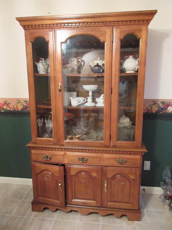 Lit china cabinet; contents not included