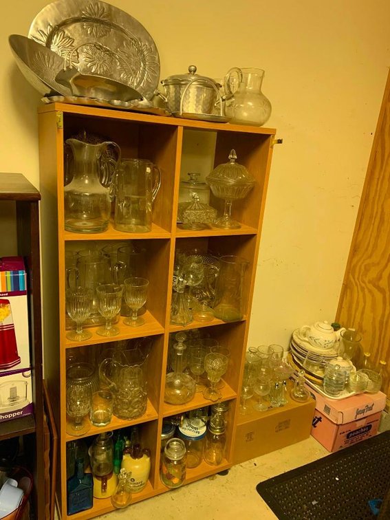 Contents including shelf w/ glassware