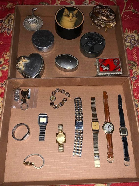 Assortment of watches and collection of jewelry boxes