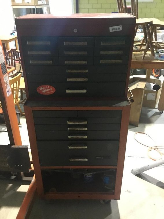 Montgomery Ward stack on rolling tool chest w/ contents