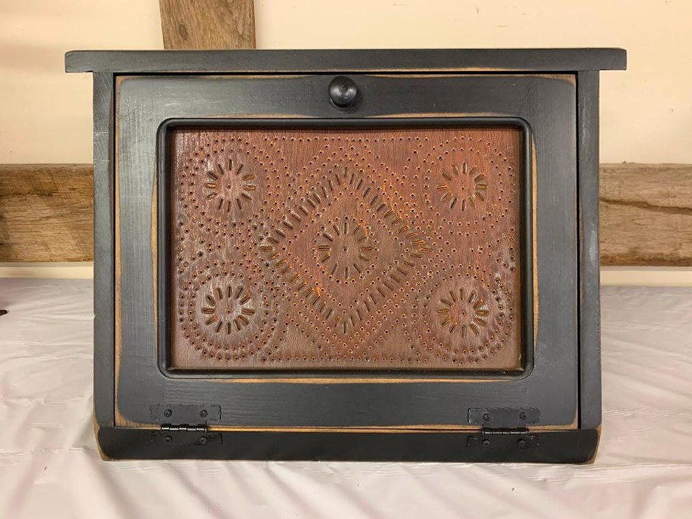 Breadbox w/punched tin decoration