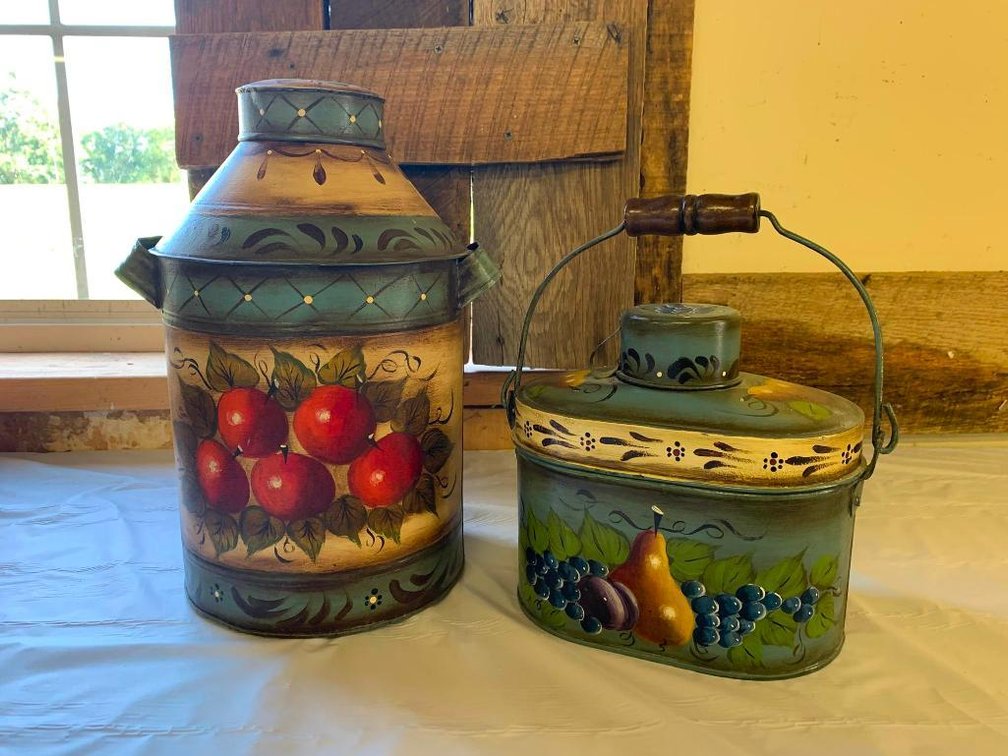 Hand-painted decorative tin items
