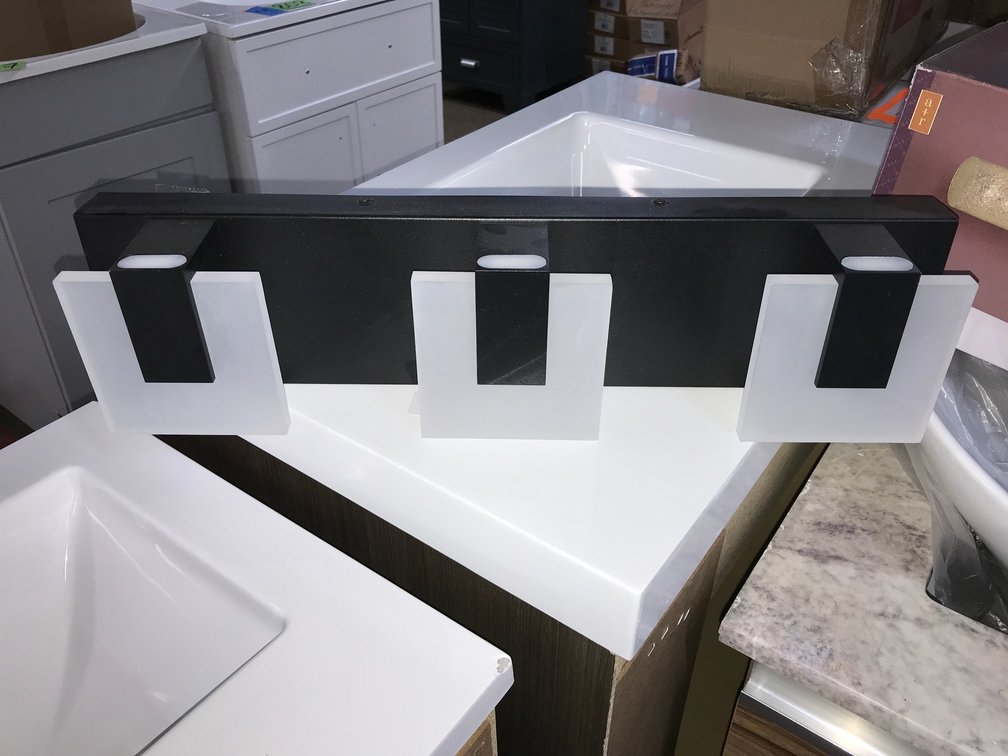 3-Light black vanity fixture