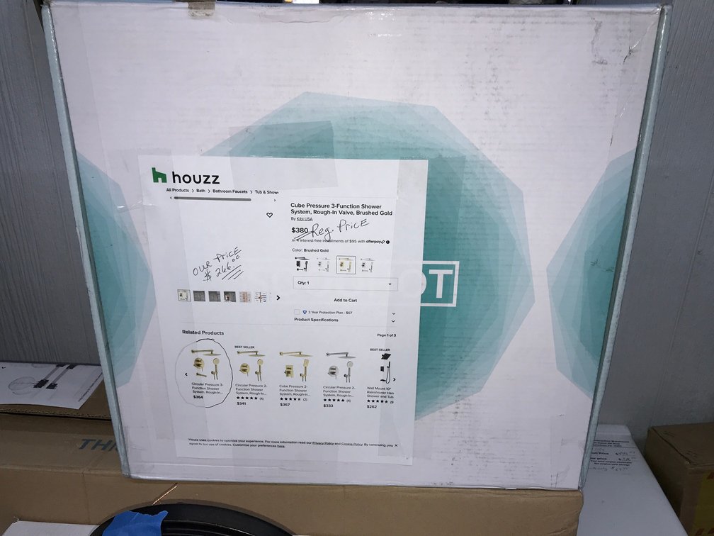 Houzz brushed gold shower system