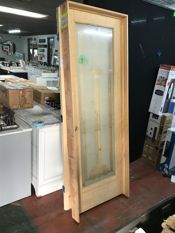 High End bamboo etched glass interior door 