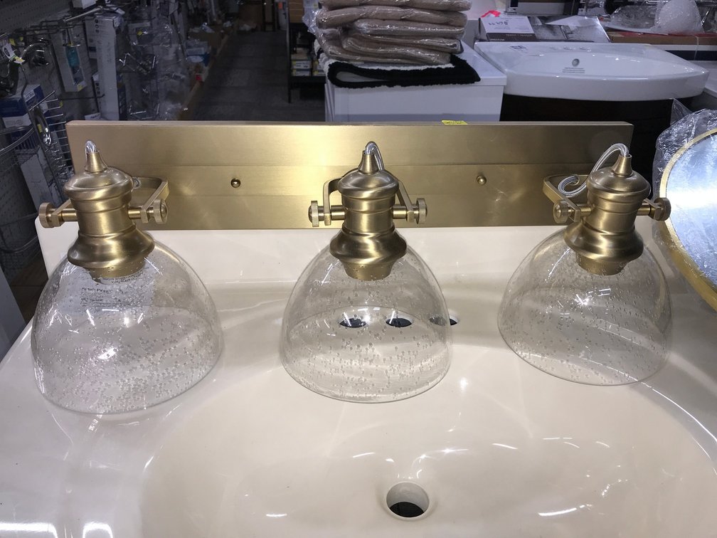 Gold 3-bulb light vanity
