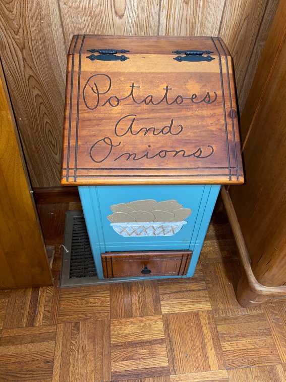 Wooden potato and onion bin