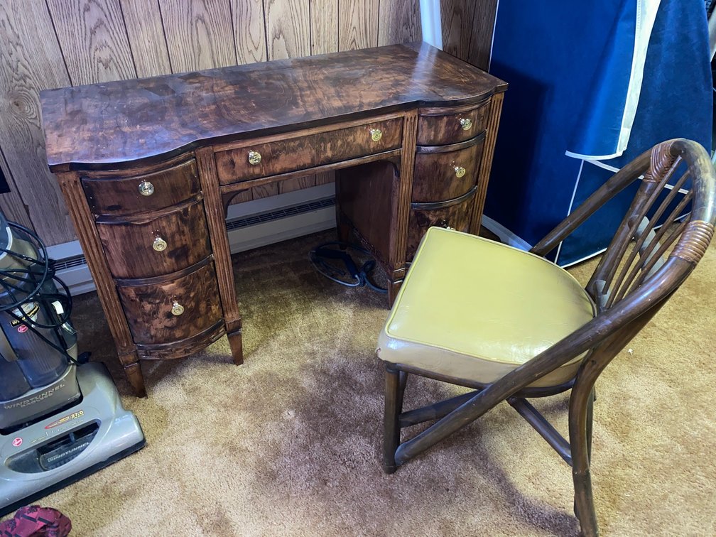 Desk and chair w/ office supplies