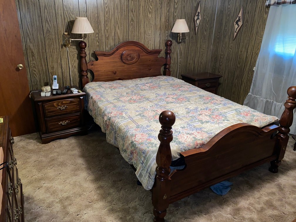Full size headboard and footboard w/ remote controllers and  2  nightstands