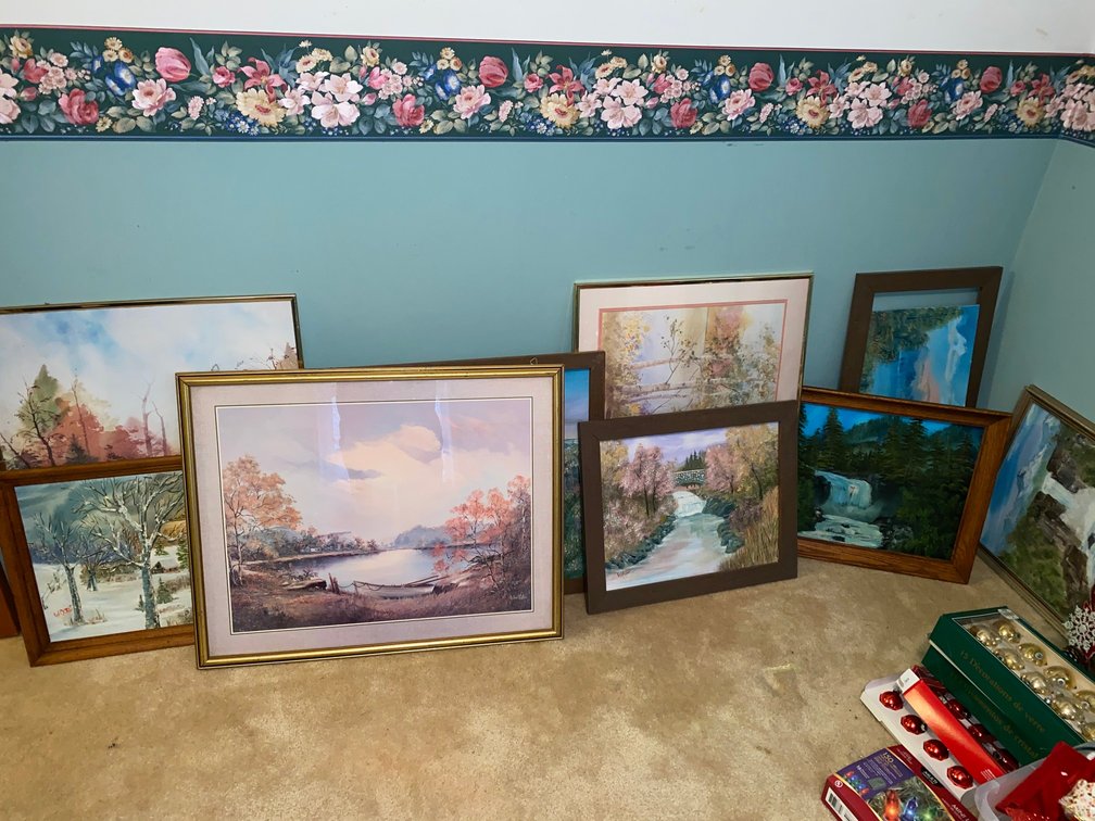 Oil paintings, various sizes and other framed art
