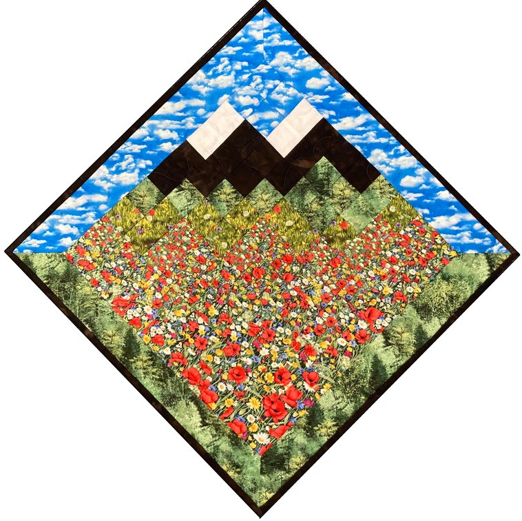 Quilt: Mountains and Poppies