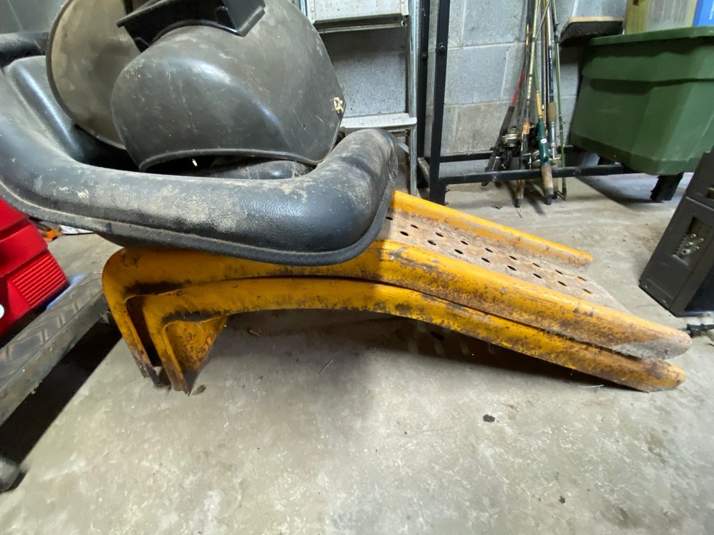 Car ramps, riding mower seat and welding helmet