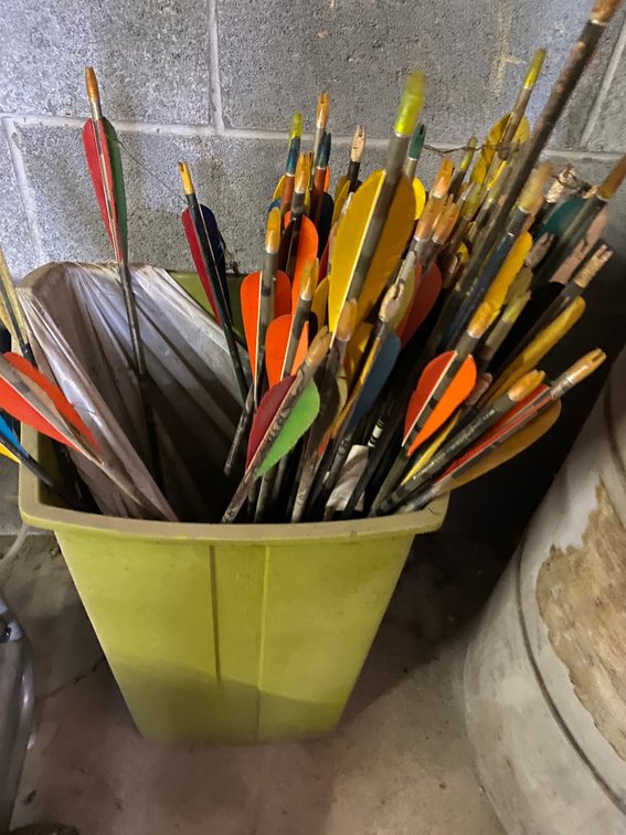 Trash can filled w/ arrows