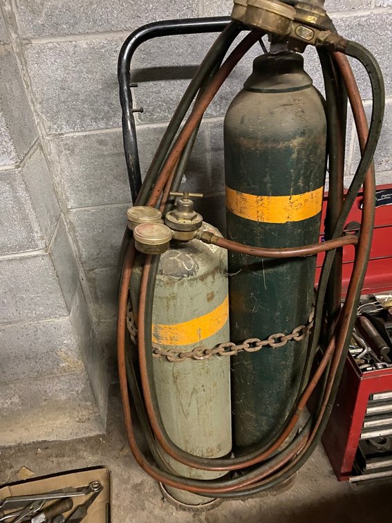 Oxygen and acetylene tanks
