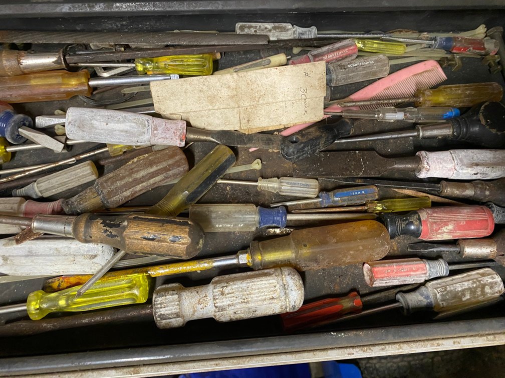 Misc. tools:  Screwdrivers, wrenches, contents of the Craftsman tool chest