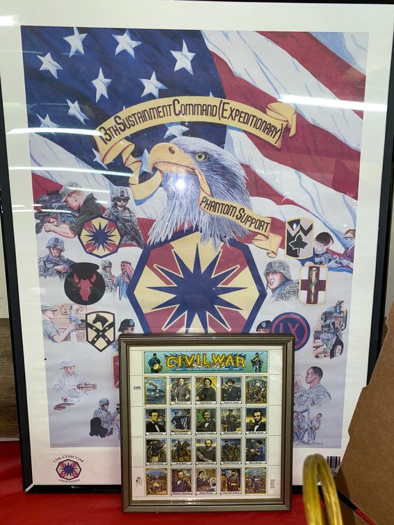 Framed print War on Terror, framed Civil War stamps