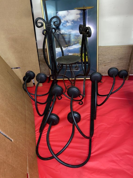26" Black iron sconces and candle holders