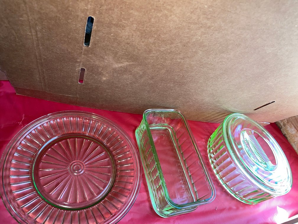 Vintage oval uranium glass pieces
