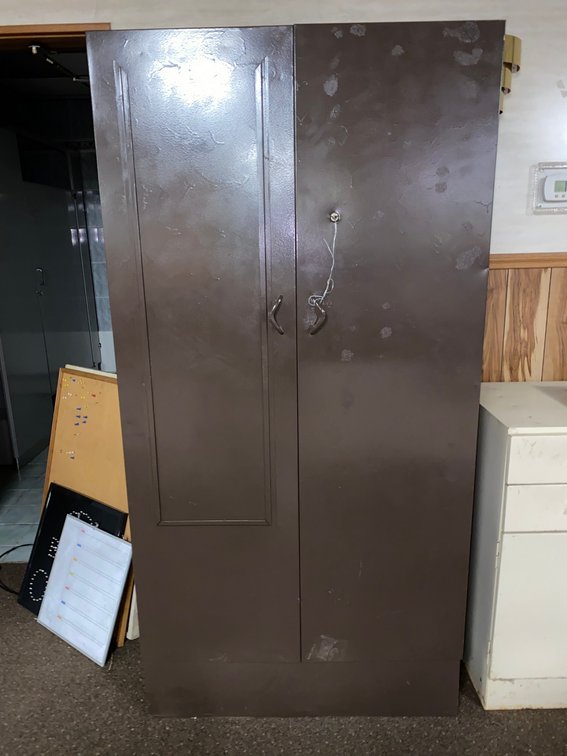 Metal two door cabinet, with key
