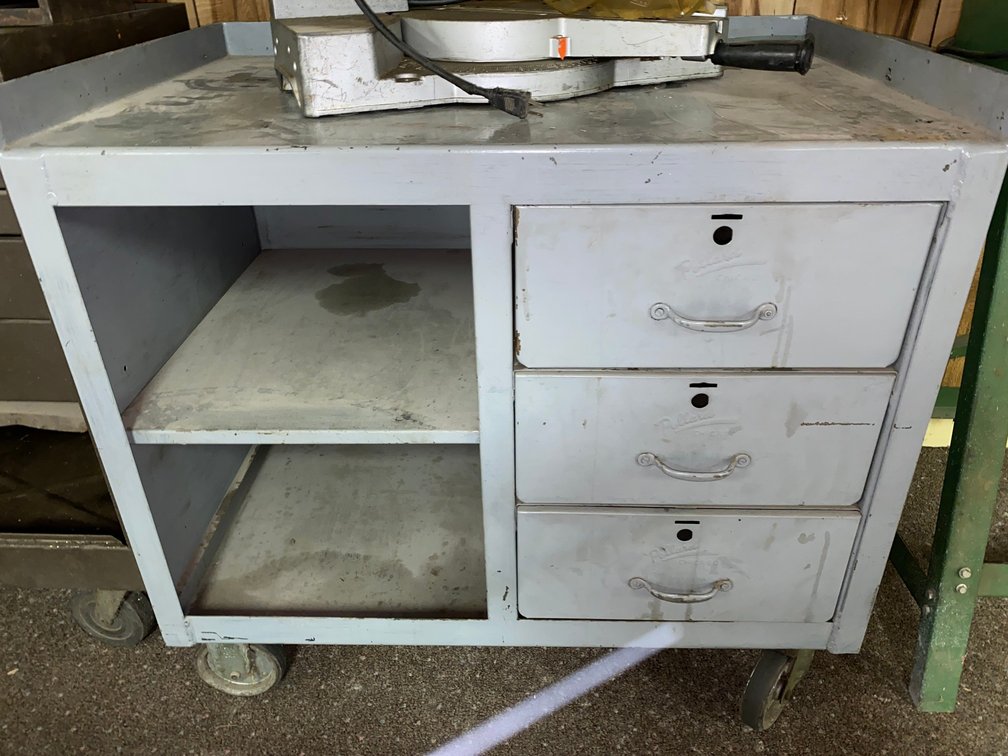 Metal table on wheels