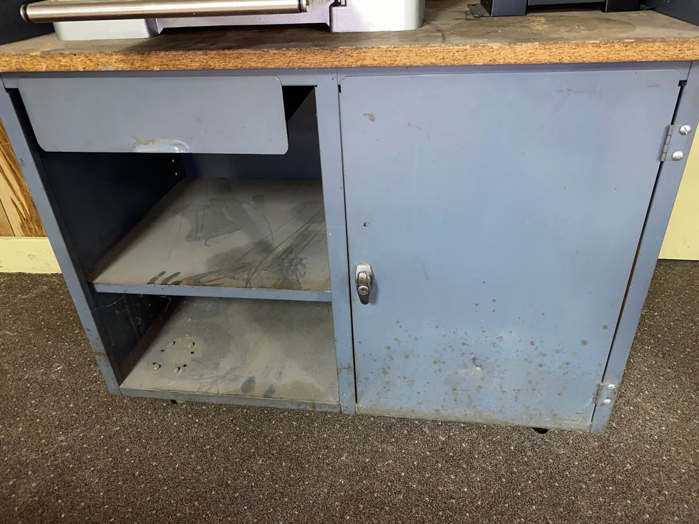 Metal cabinet on wheels